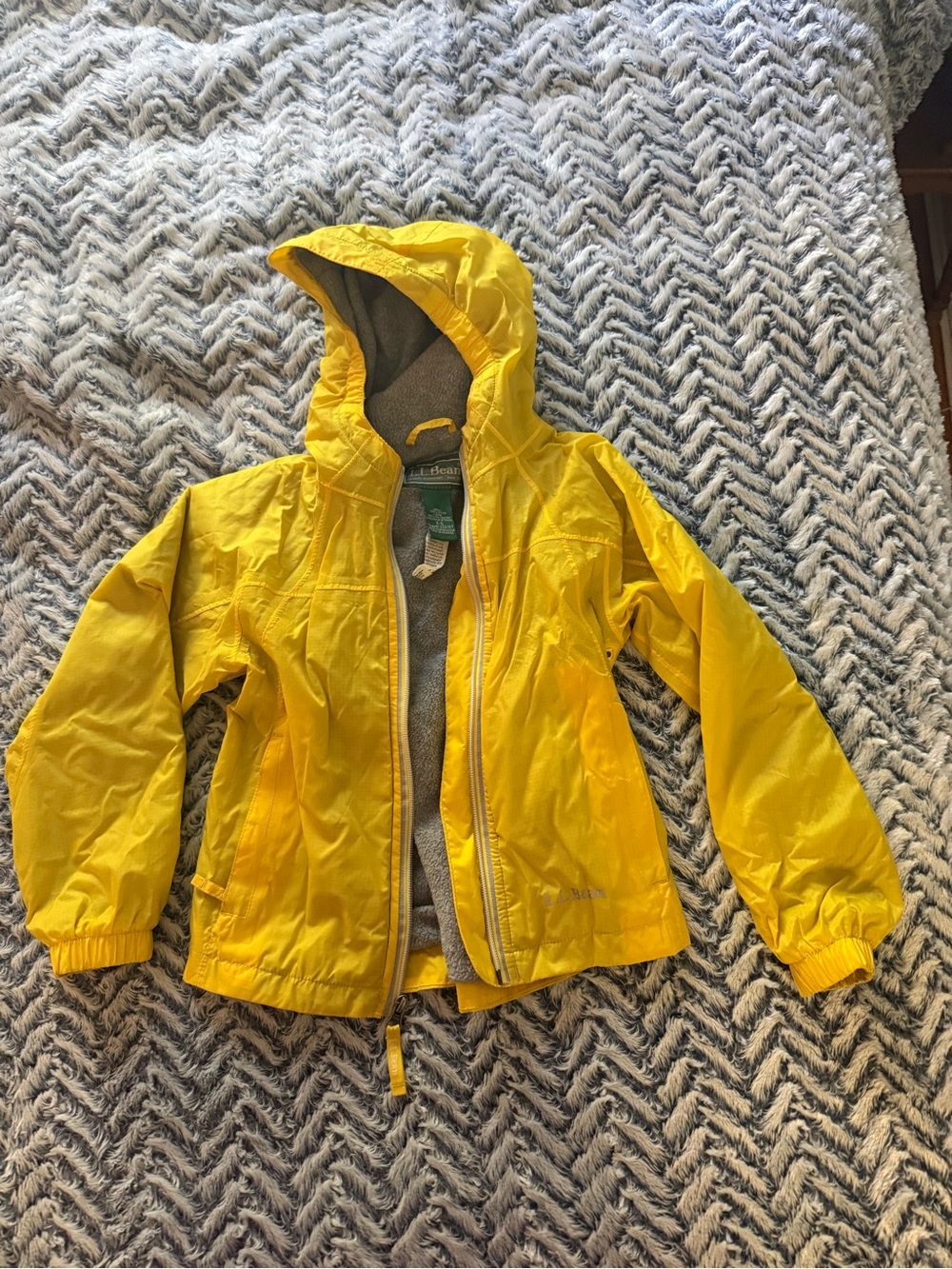Kids' LL Bean Vintage Yellow Hooded Rain Jacket